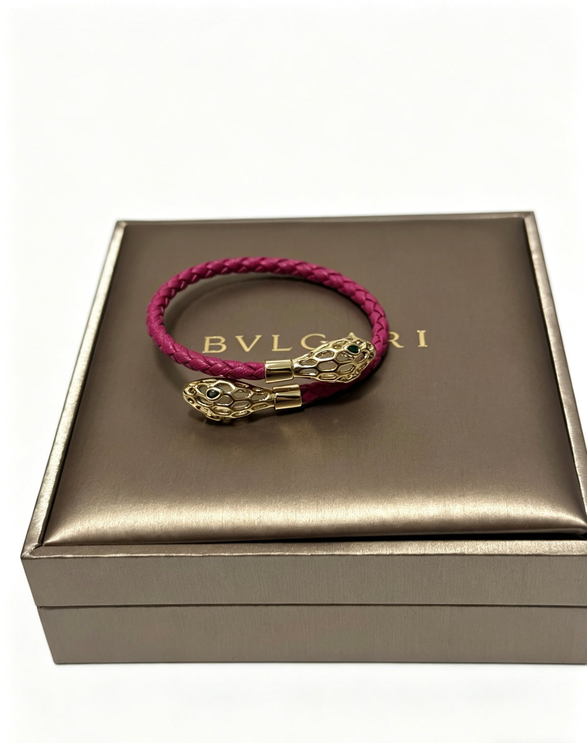 Geometric Emblem Braided Bracelet in Polished Metal-Tone – Design 009 detail view