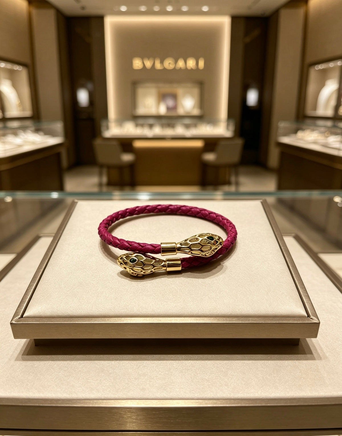 Geometric Emblem Braided Bracelet in Polished Metal-Tone – Design 009 main product view
