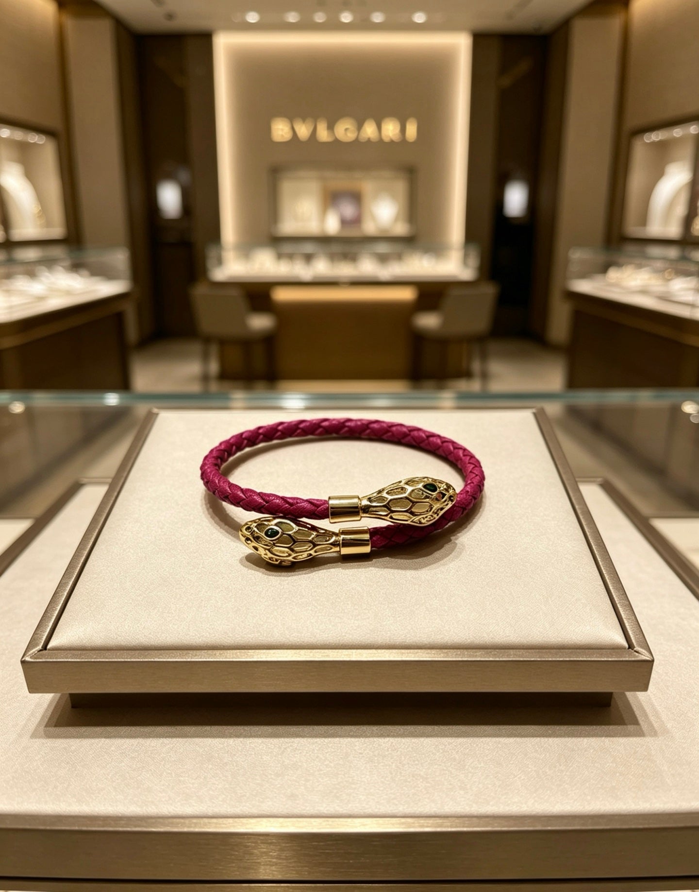 Geometric Emblem Braided Bracelet in Polished Metal-Tone – Design 009 main product view