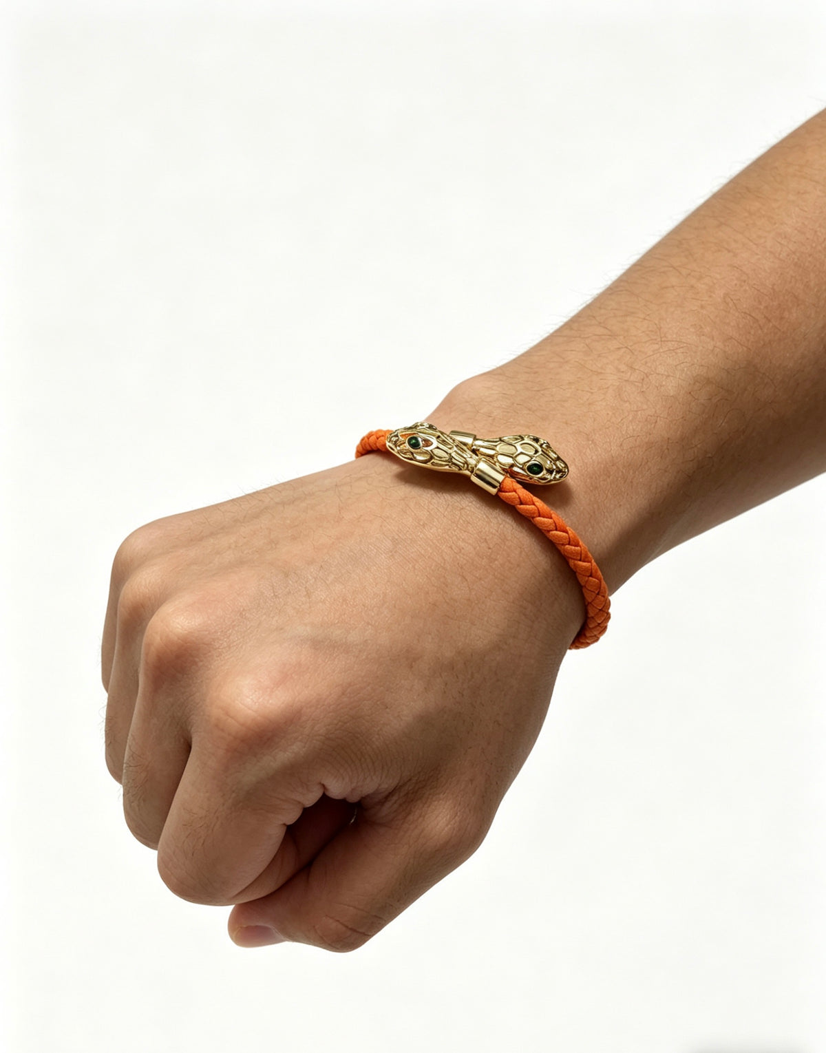 Geometric Emblem Braided Bracelet in Polished Metal-Tone – Design 008 close-up detail