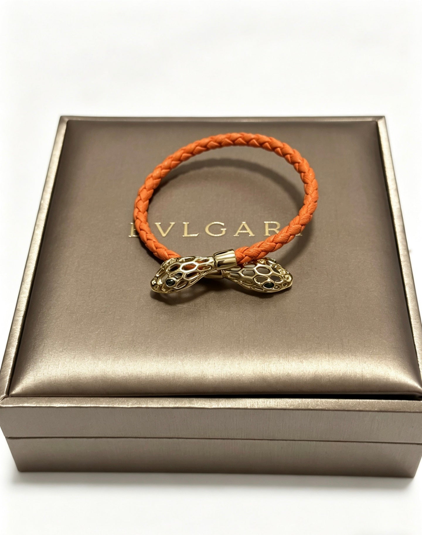 Geometric Emblem Braided Bracelet in Polished Metal-Tone – Design 008 front product view