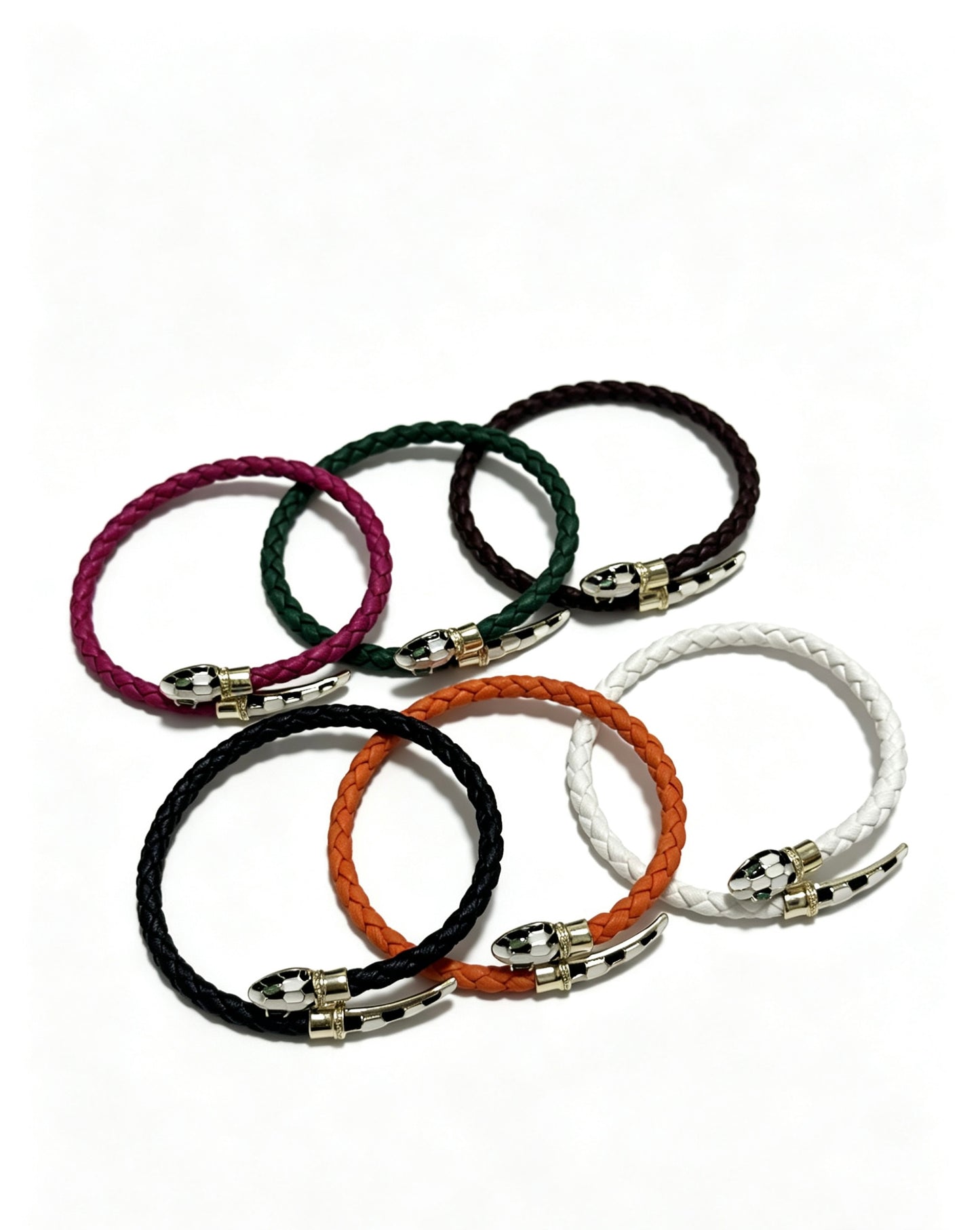 Geometric Emblem Braided Bracelet in Polished Metal-Tone – Design 007 side detail