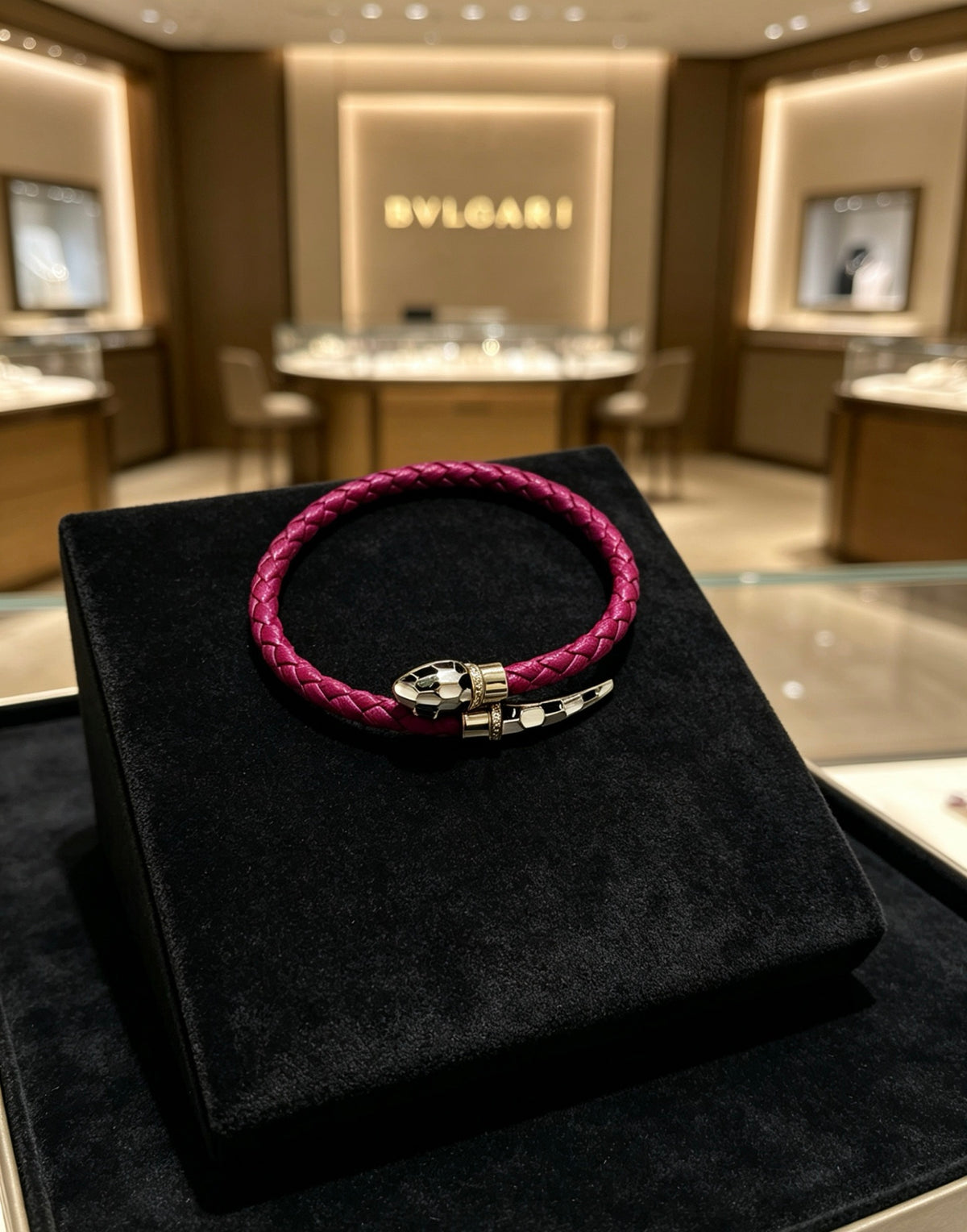 Geometric Emblem Braided Bracelet in Polished Metal-Tone – Design 007 main product view