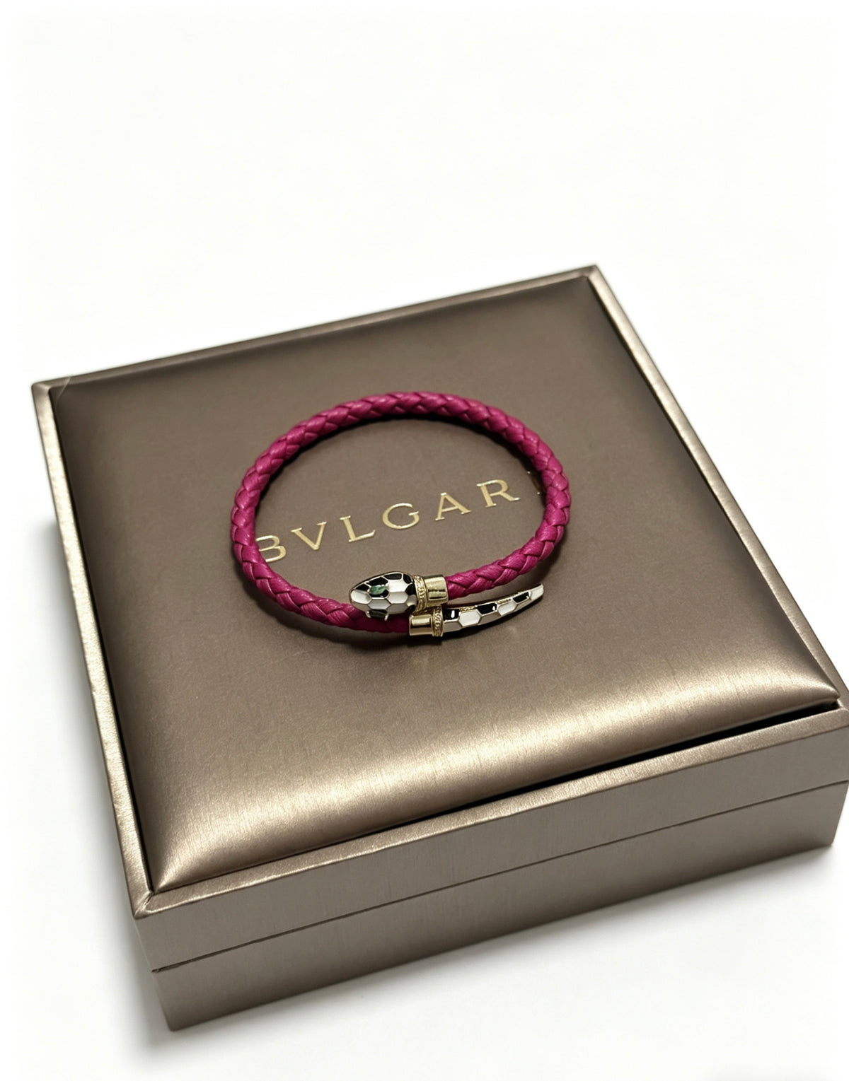 Geometric Emblem Braided Bracelet in Polished Metal-Tone – Design 007 front product view