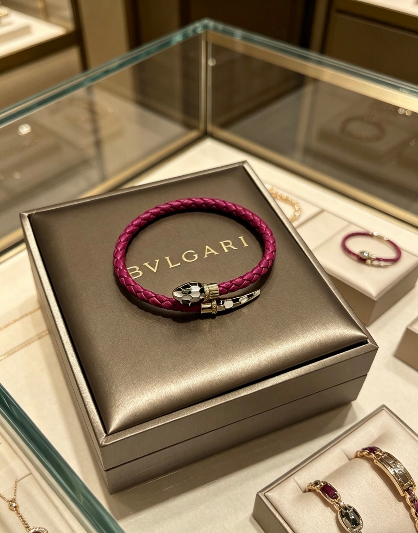 Geometric Emblem Braided Bracelet in Polished Metal-Tone – Design 007 front product view