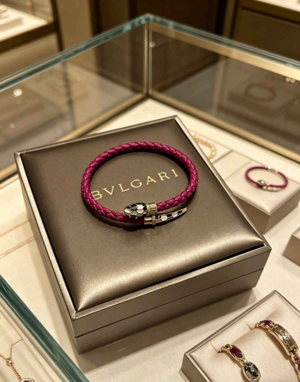 Geometric Emblem Braided Bracelet in Polished Metal-Tone – Design 007 front product view