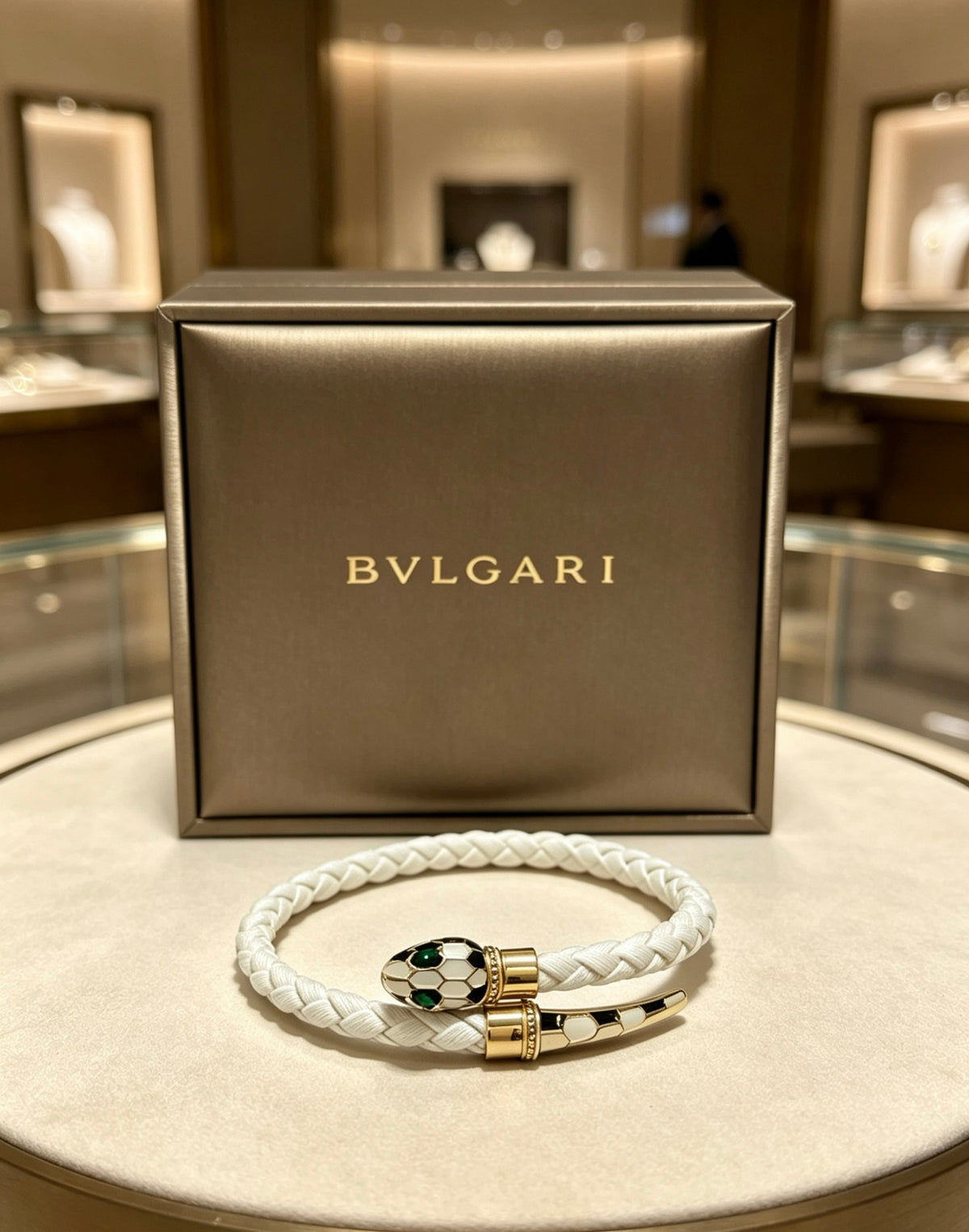 Geometric Emblem Braided Bracelet in Polished Metal-Tone – Design 005 main product view
