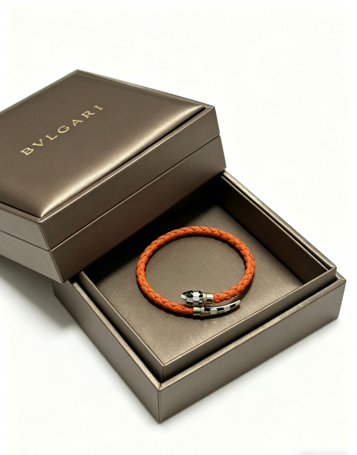 Geometric Emblem Braided Bracelet in Polished Metal-Tone – Design 004 detail view