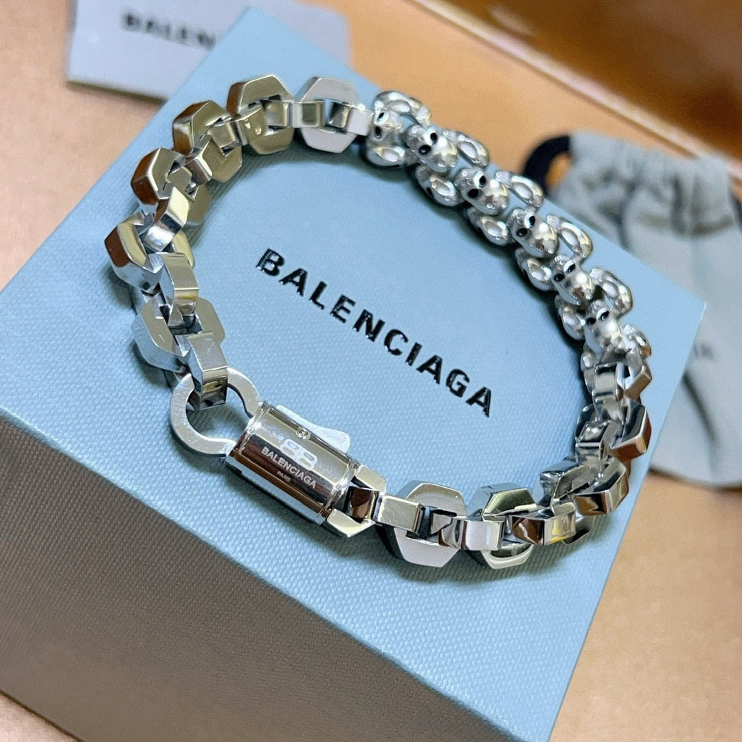 Geometric Emblem Bracelet in Polished Metal-Tone – Design 051 front product view