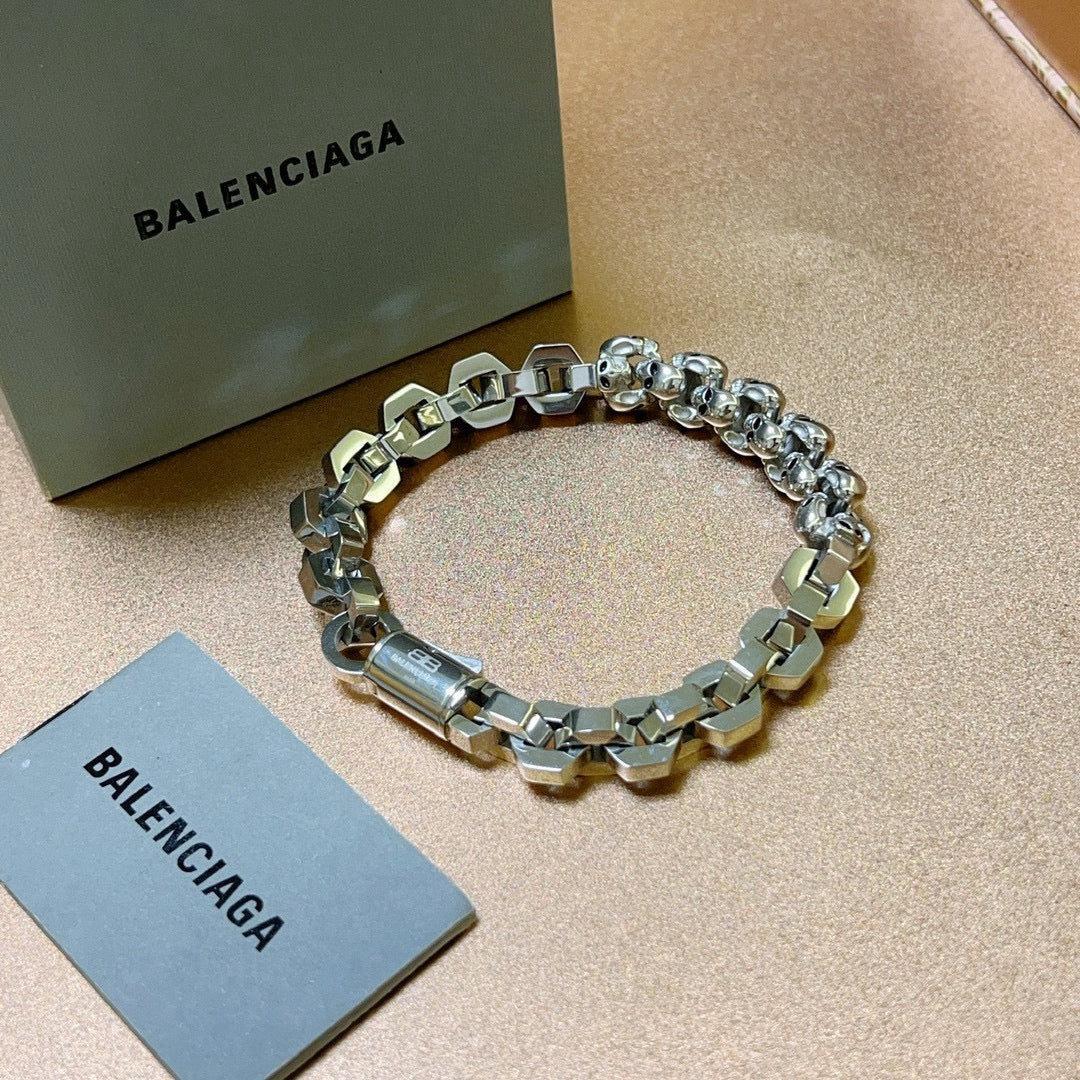 Geometric Emblem Bracelet in Polished Metal-Tone – Design 051 main product view