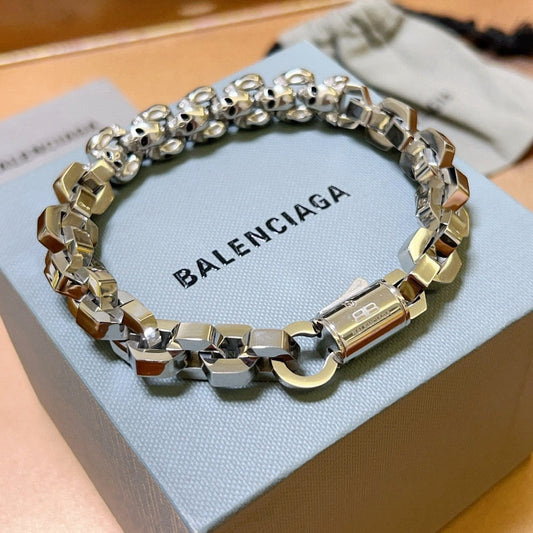 Geometric Emblem Bracelet in Polished Metal-Tone – Design 051 main product view