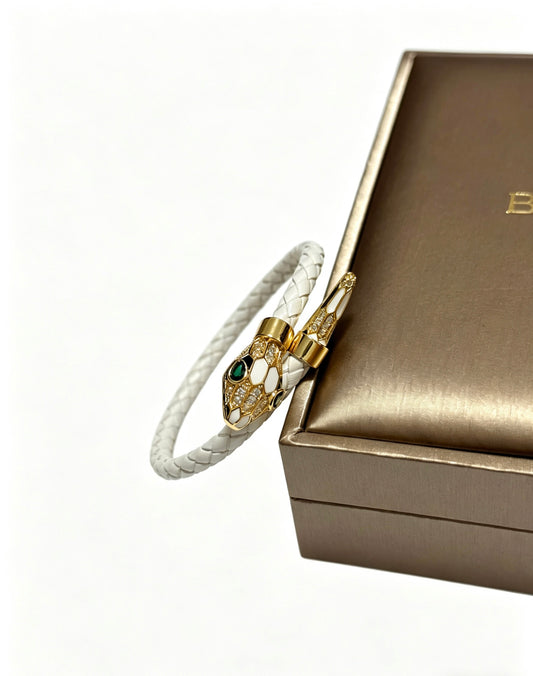 Geometric Emblem Braided Bracelet in Polished Metal-Tone – Design 017 main product view