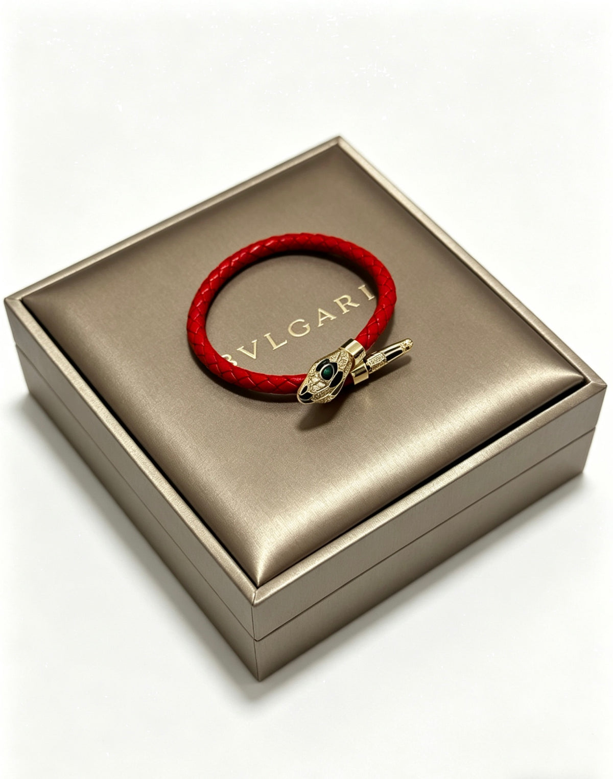 Geometric Emblem Braided Bracelet in Polished Metal-Tone – Design 015 front product view