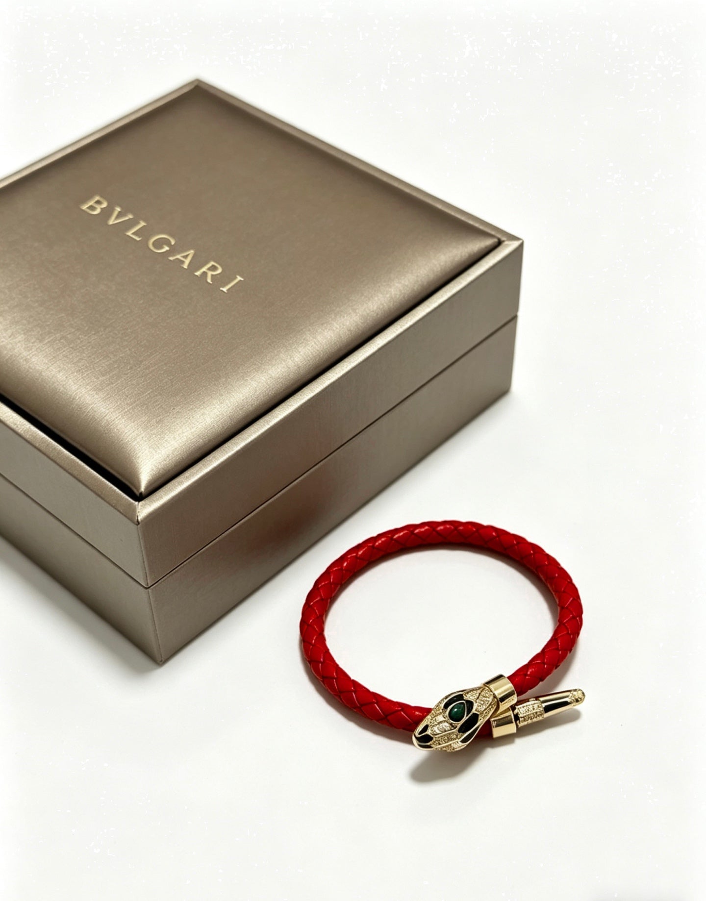 Geometric Emblem Braided Bracelet in Polished Metal-Tone – Design 015 main product view