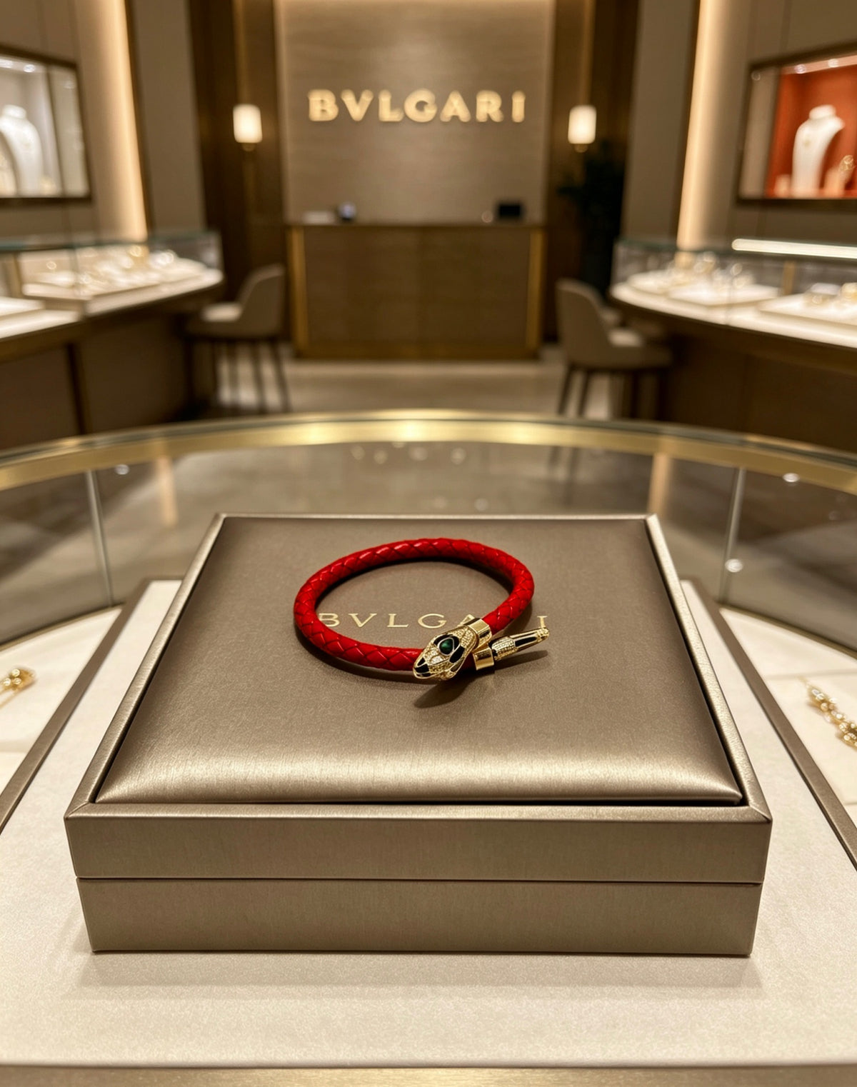 Geometric Emblem Braided Bracelet in Polished Metal-Tone – Design 015 front product view