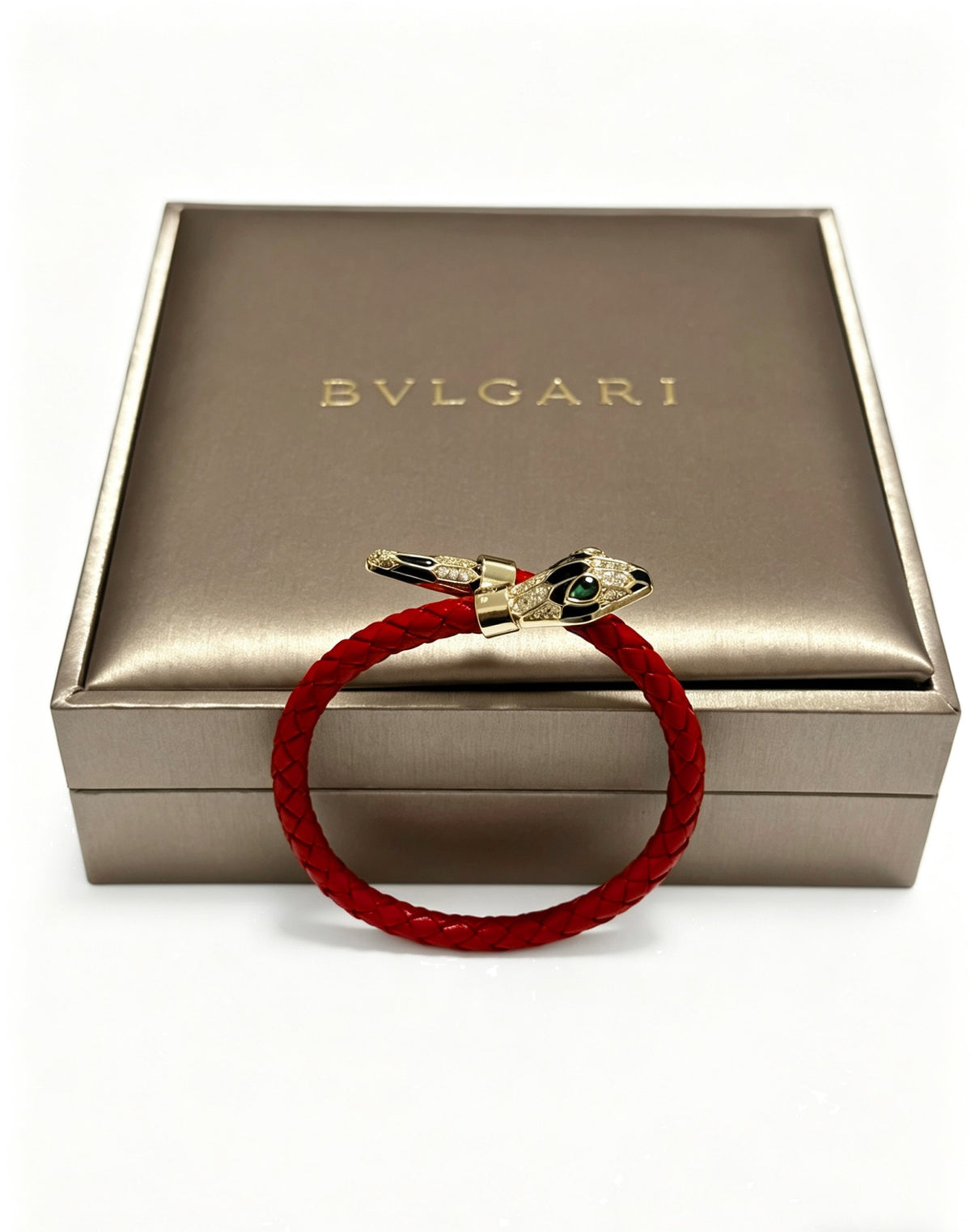 Geometric Emblem Braided Bracelet in Polished Metal-Tone – Design 015 side detail