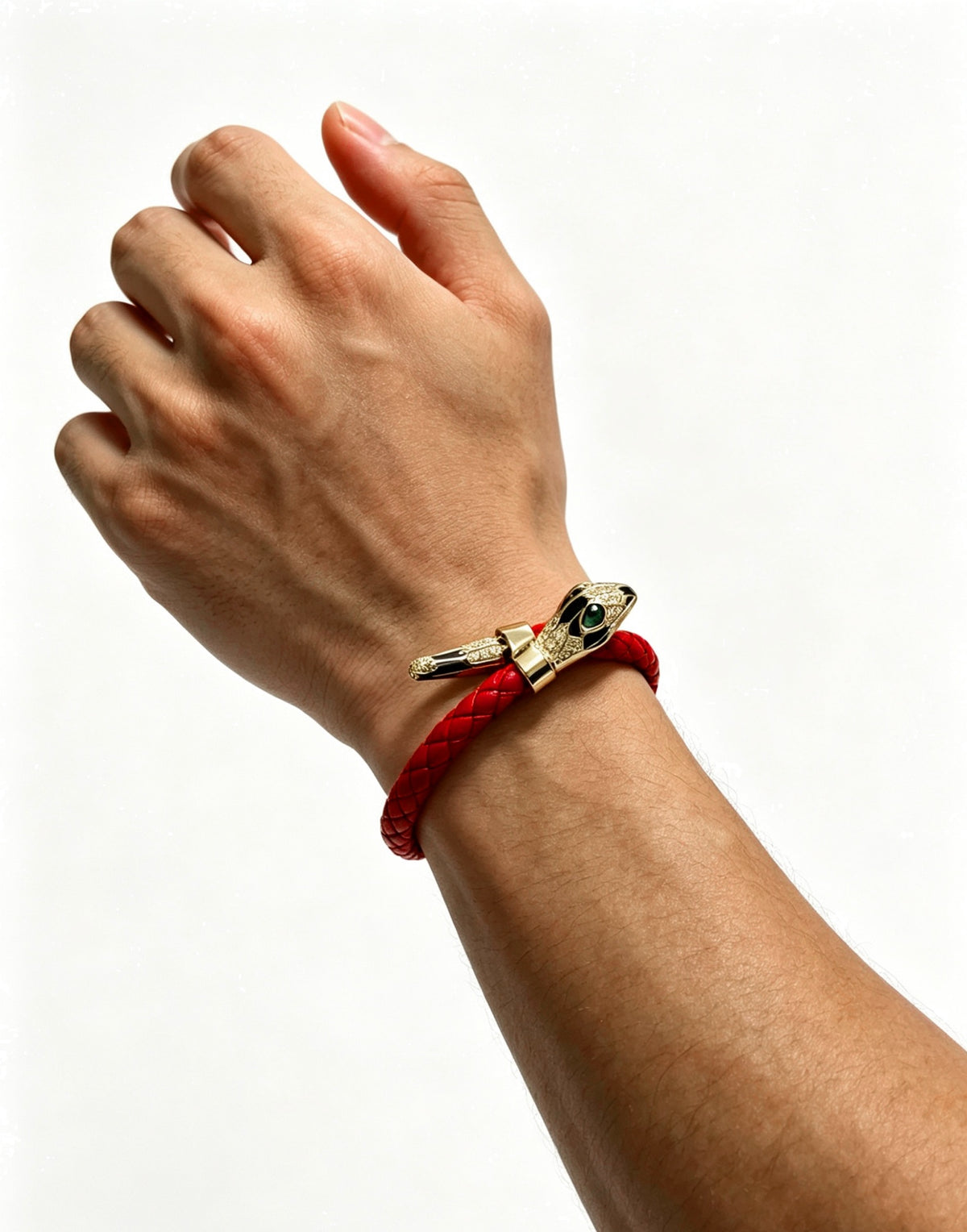 Geometric Emblem Braided Bracelet in Polished Metal-Tone – Design 015 styled product view