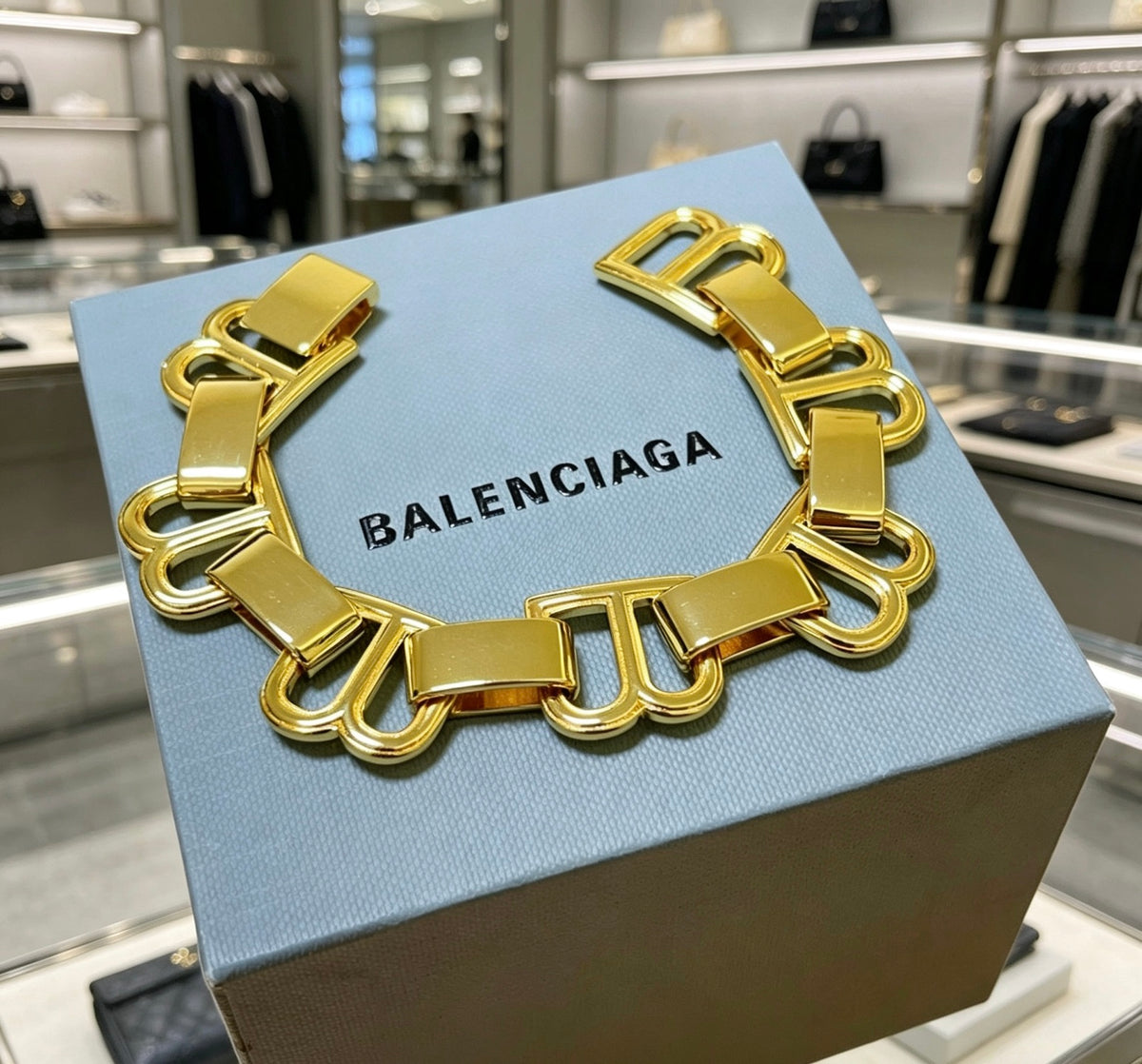 Geometric Emblem Bracelet in Polished Metal-Tone – Design 059 styled product view