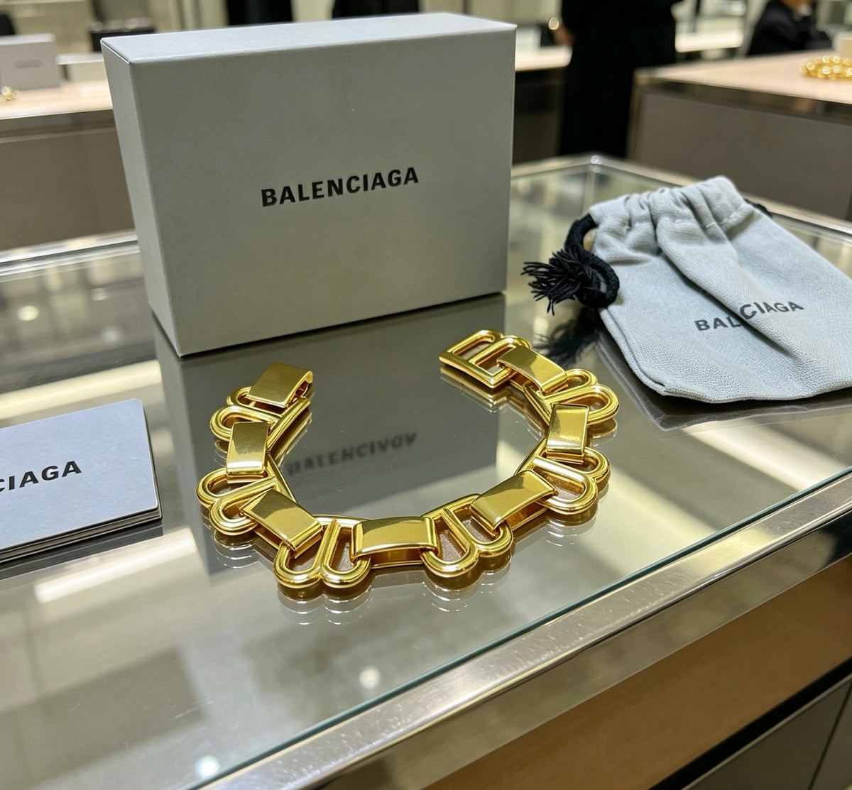Geometric Emblem Bracelet in Polished Metal-Tone – Design 004 front product view