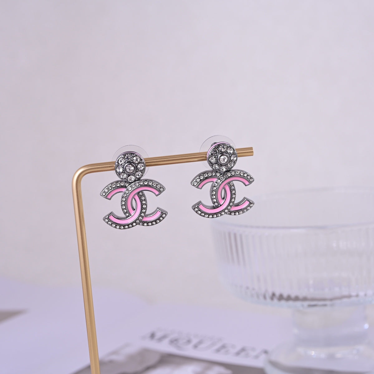 Signature Emblem Stud Earrings in Polished Metal-Tone – Design 084 main product view