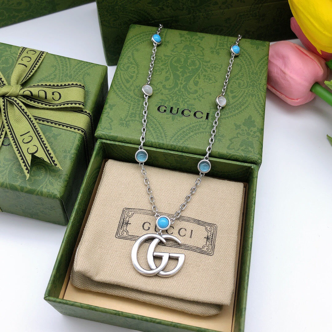 Geometric Emblem Pendant Necklace in Polished Metal-Tone – Design 001 front product view