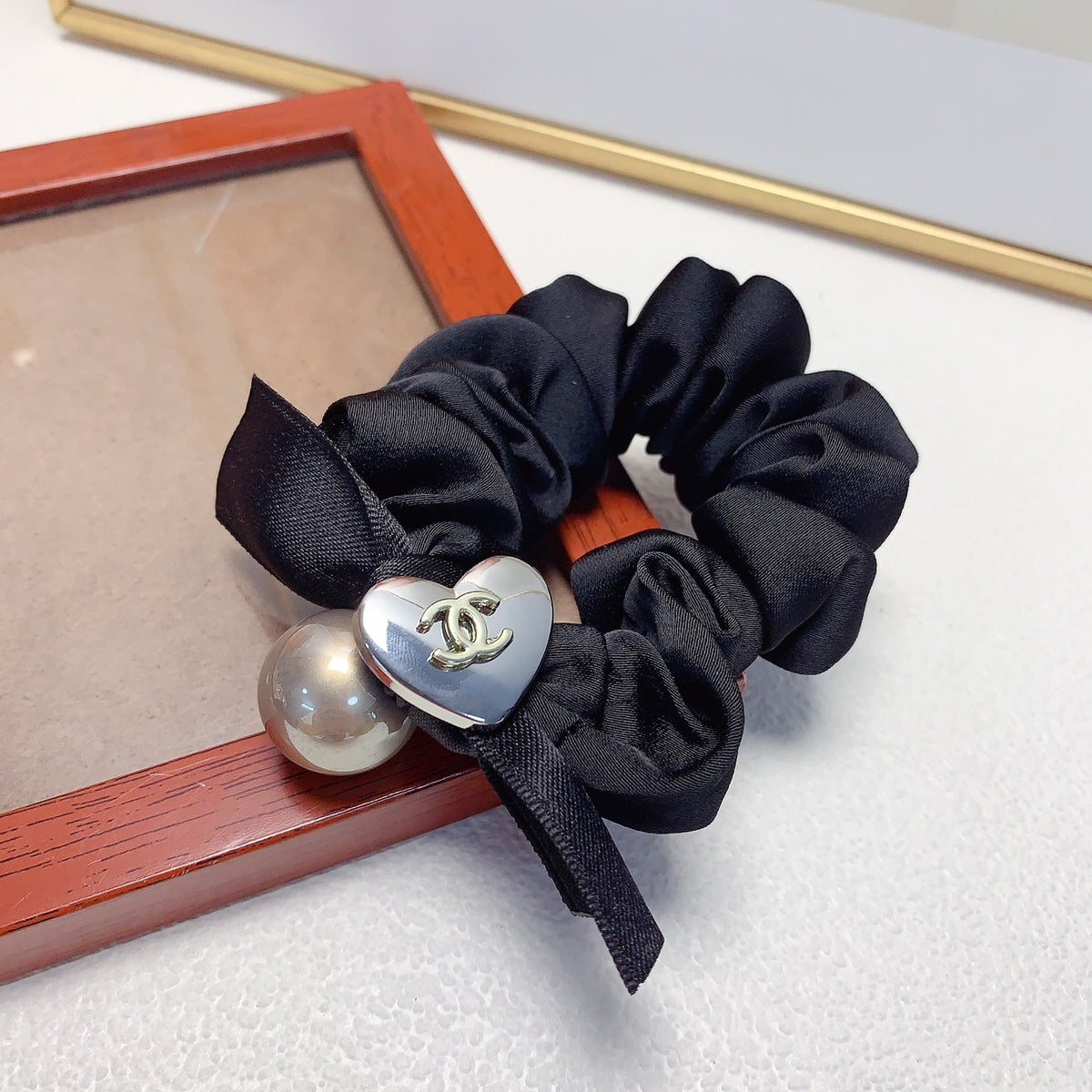Heart Jewelry Accessory in Polished Metal-Tone – Heart Detail – Design 003 front product view