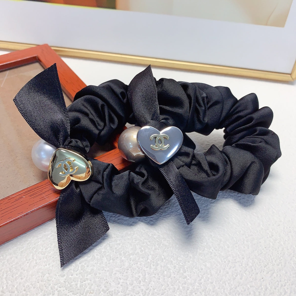 Heart Jewelry Accessory in Polished Metal-Tone – Heart Detail – Design 003 styled product view