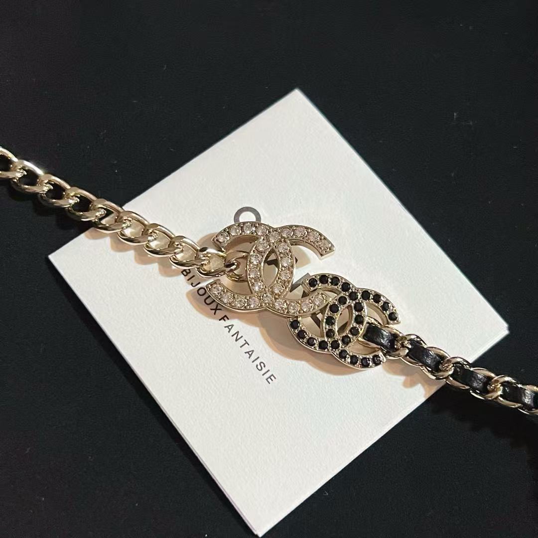 Signature Emblem Pendant Necklace in Gold-Tone – Black Detail – Design 015 main product view