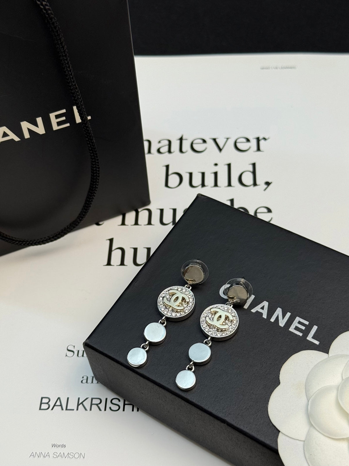 Double-C Emblem Statement Earrings in Silver-Tone – Design 002 styled product view