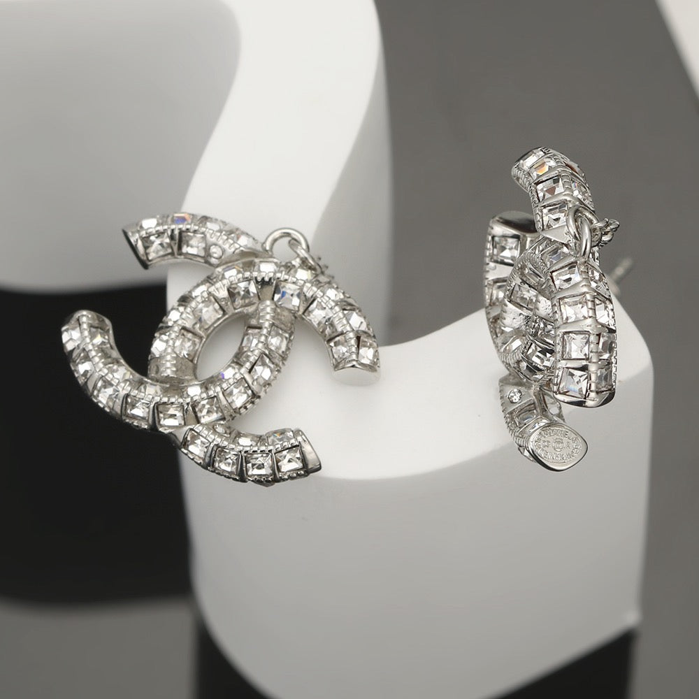 Signature Emblem Crystal-Accent Stud Earrings – Design 001 main product view