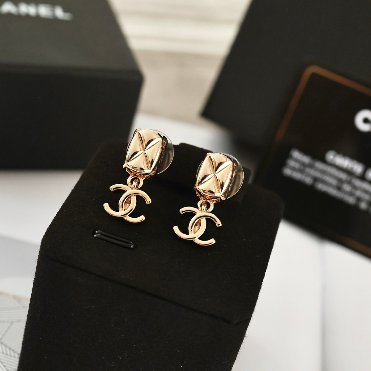 Double-C Emblem Statement Earrings in Polished Metal-Tone – Design 050 main product view