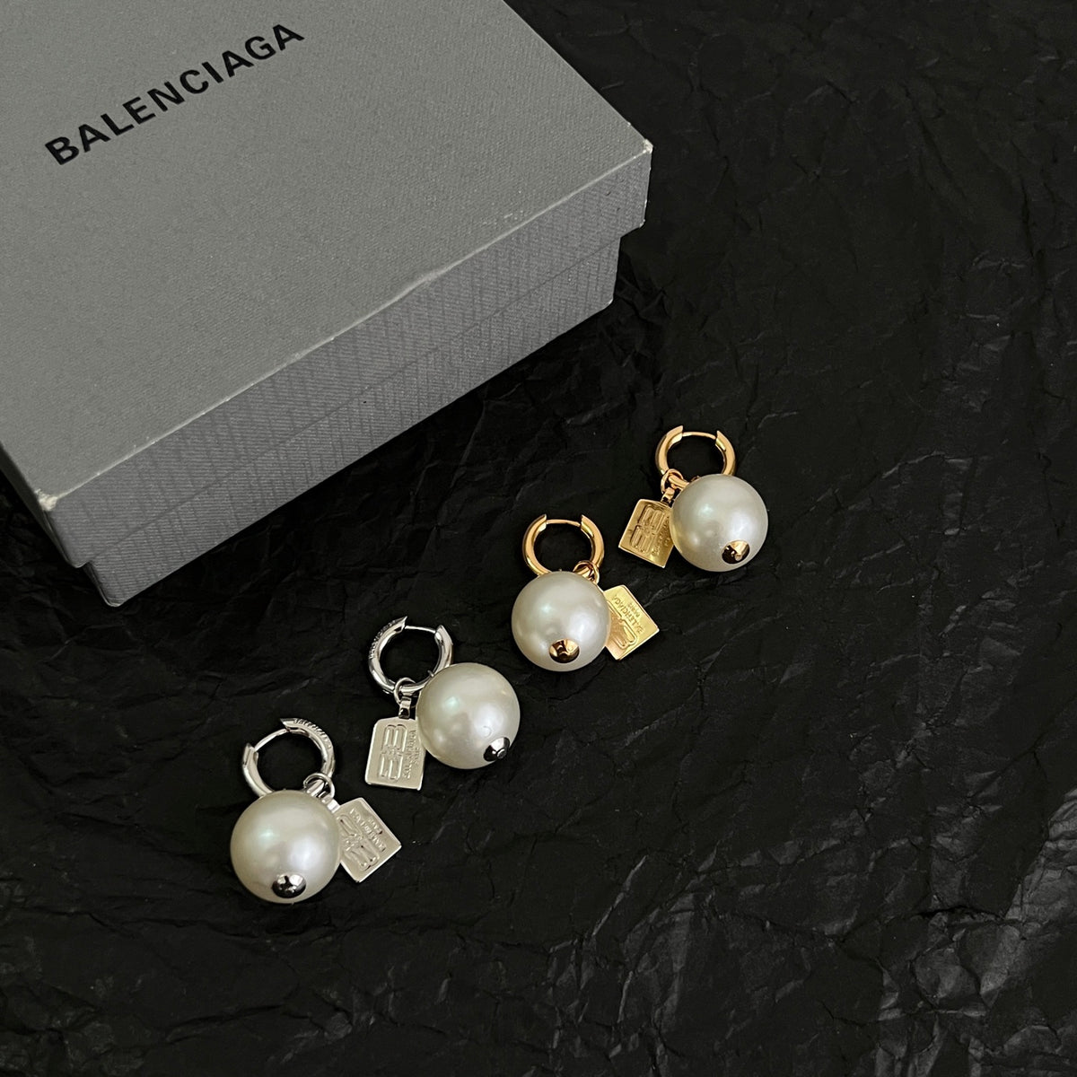 Ring Motif Statement Earrings in Polished Metal-Tone – Design 008 detail view