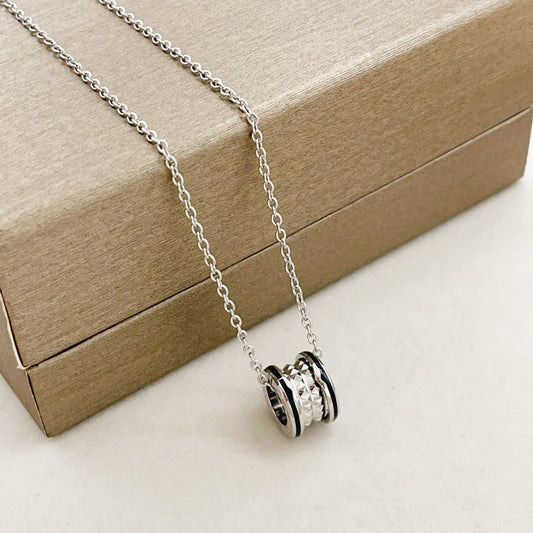 Geometric Emblem Pendant Necklace in Silver-Tone – Design 003 main product view