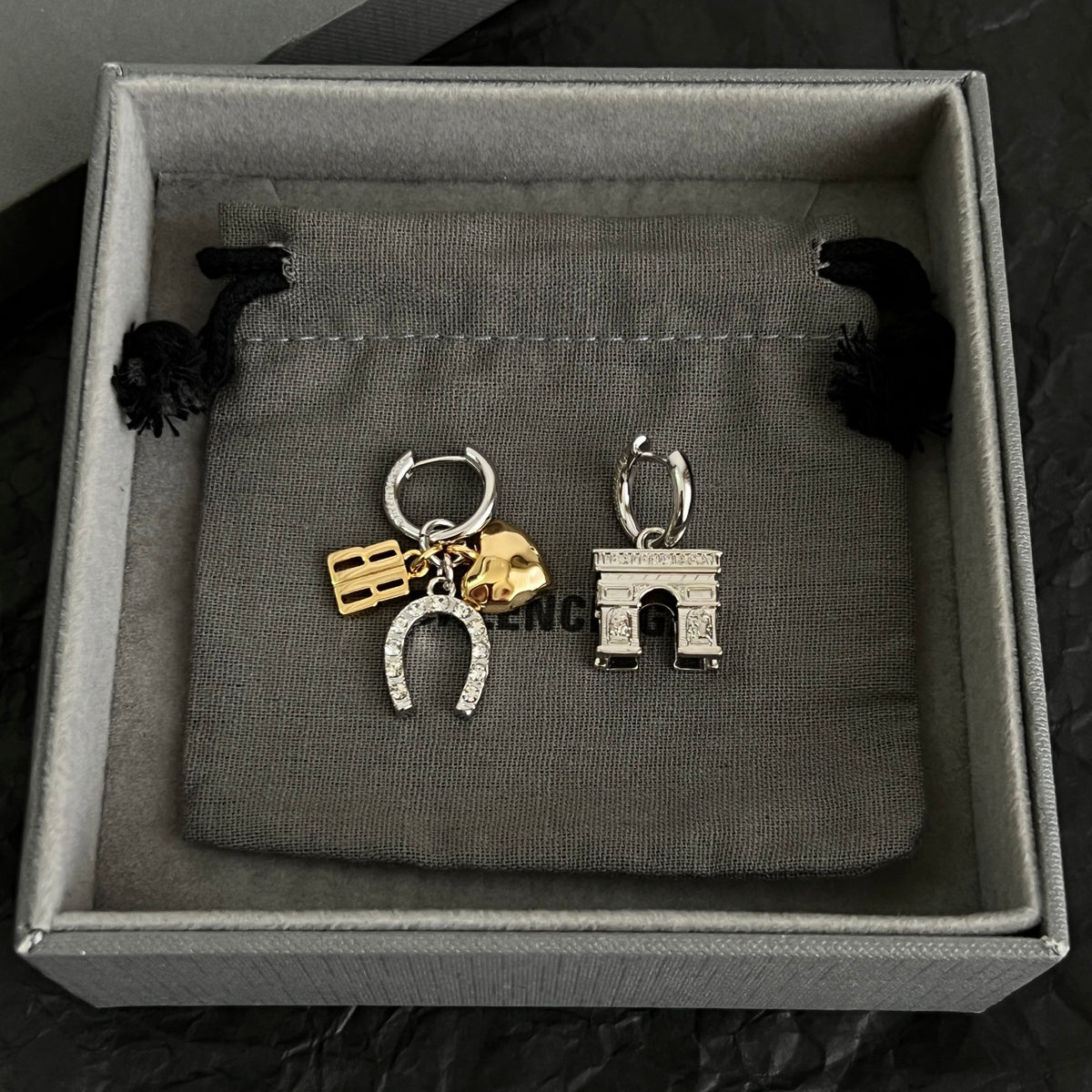 Ring Motif Statement Earrings in Polished Metal-Tone – Design 005 detail view