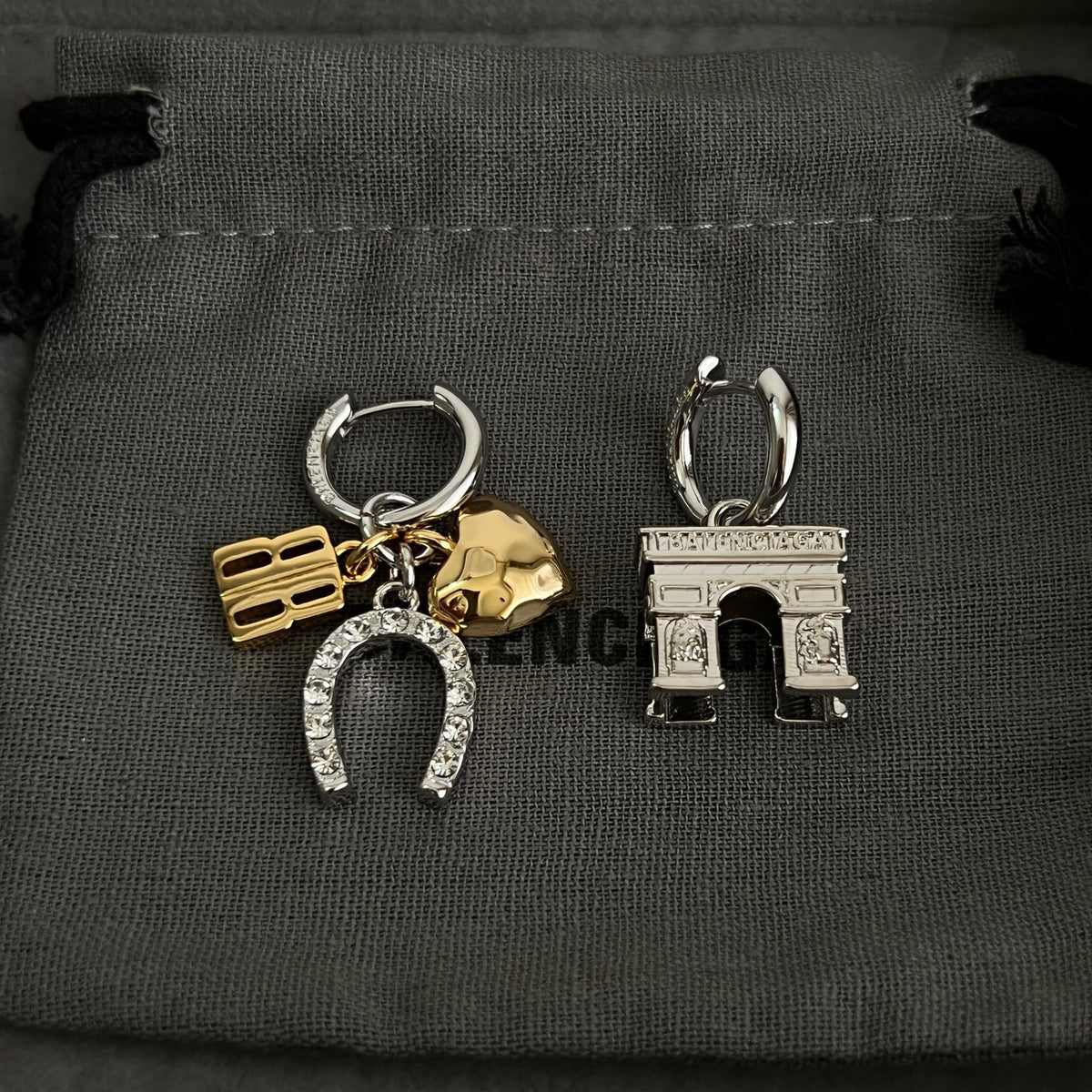 Ring Motif Statement Earrings in Polished Metal-Tone – Design 005 side detail