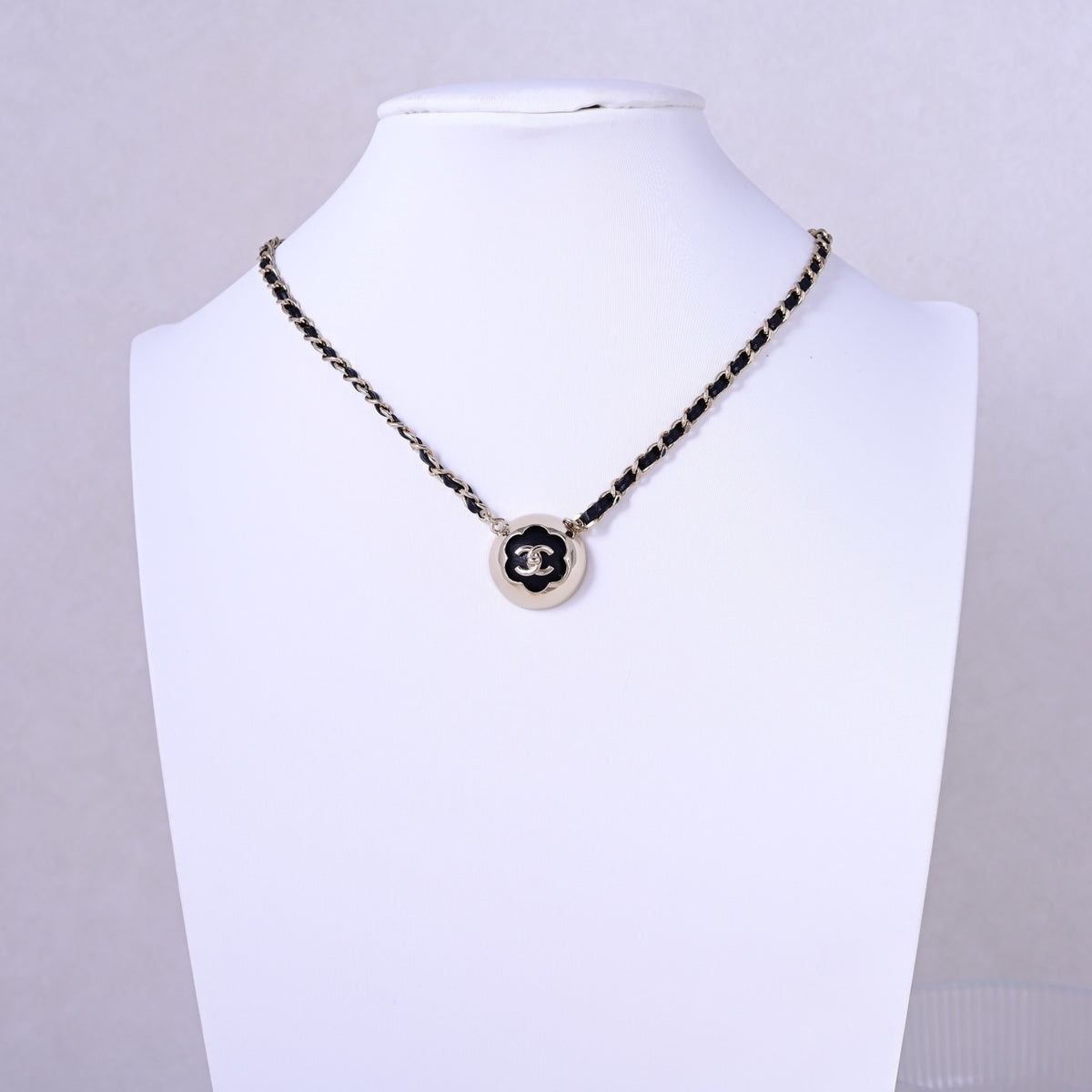 Signature Emblem Pendant Necklace in Polished Metal-Tone – Design 078 front product view