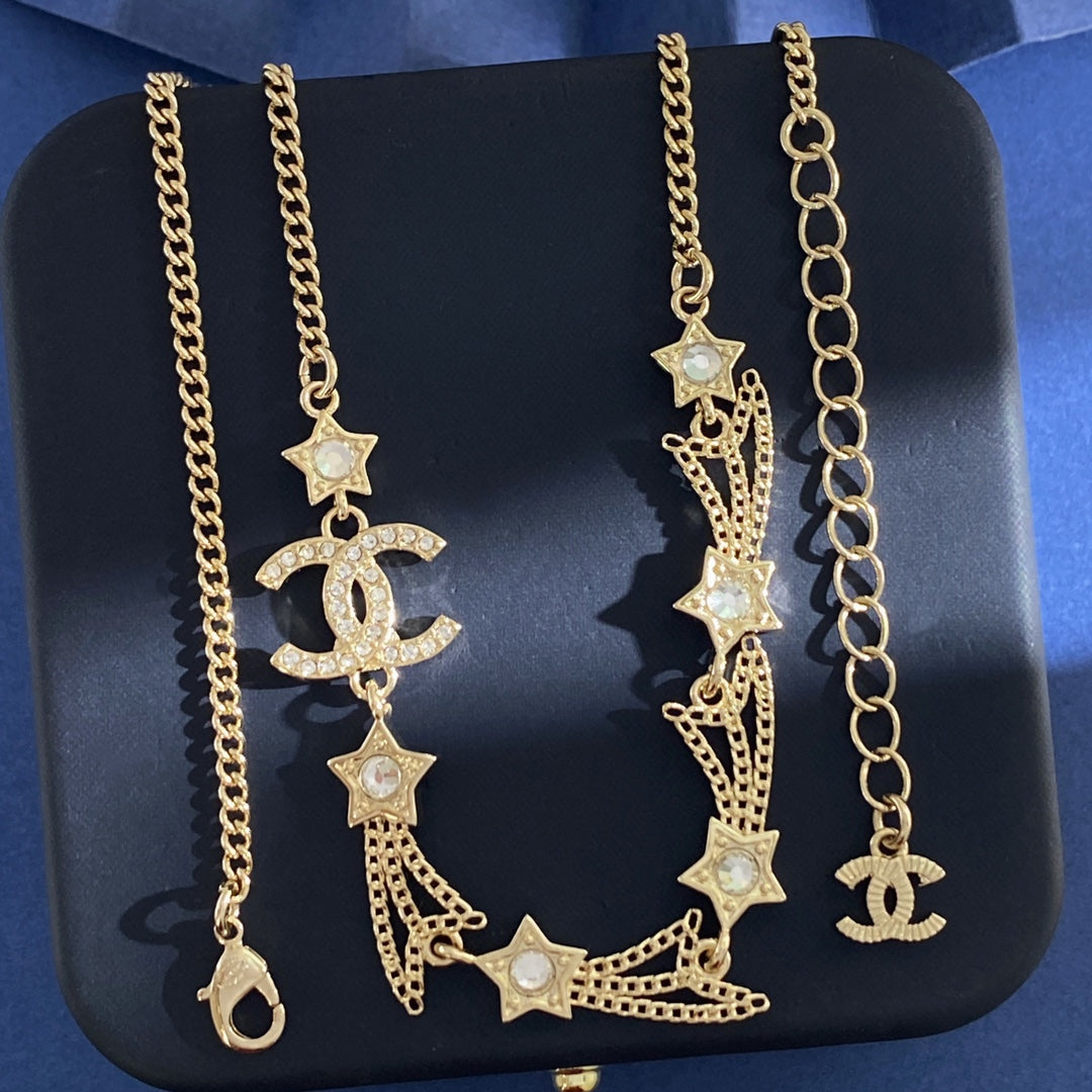 Letter Crystal-Accent Pendant Necklace – Star Detail main product view
