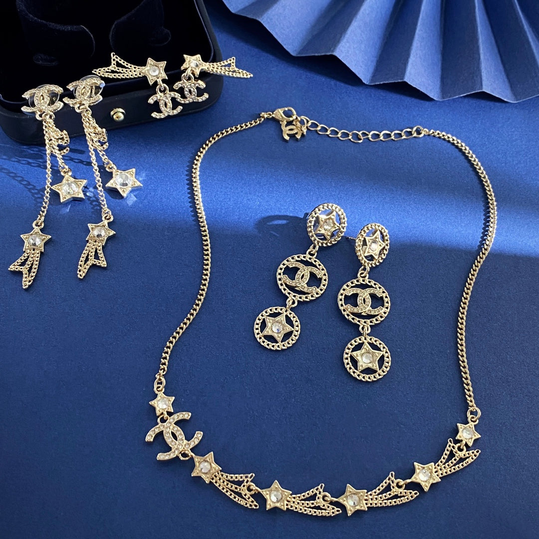 Letter Crystal-Accent Pendant Necklace – Star Detail detail view