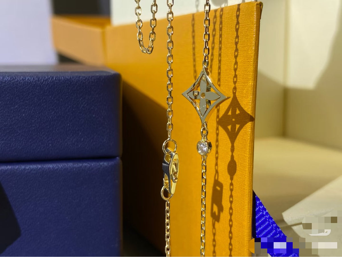 Letter Emblem Pendant Necklace in Polished Metal-Tone – Design 012 side detail