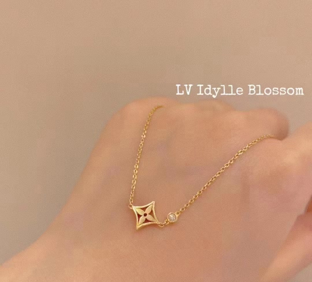 Letter Emblem Pendant Necklace in Polished Metal-Tone – Design 012 detail view