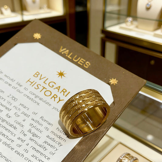 Geometric Emblem Statement Ring in Gold-Tone – Gold Detail – Design 002 main product view