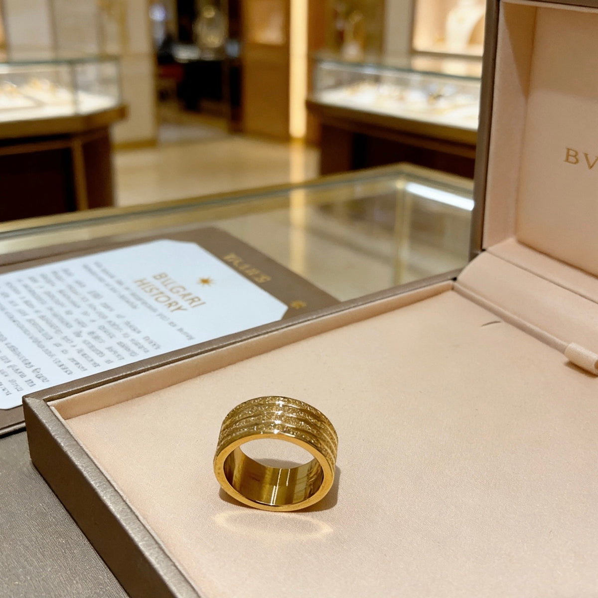 Geometric Emblem Statement Ring in Gold-Tone – Gold Detail – Design 010 main product view