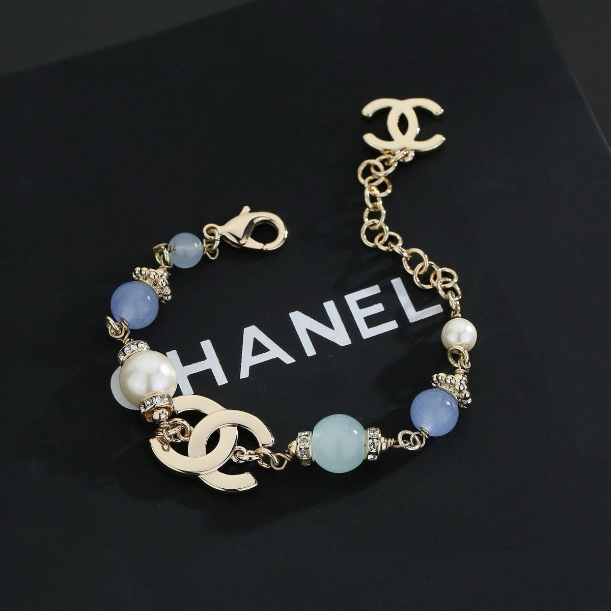 Double-C Emblem Bracelet in Polished Metal-Tone – Design 008 styled product view