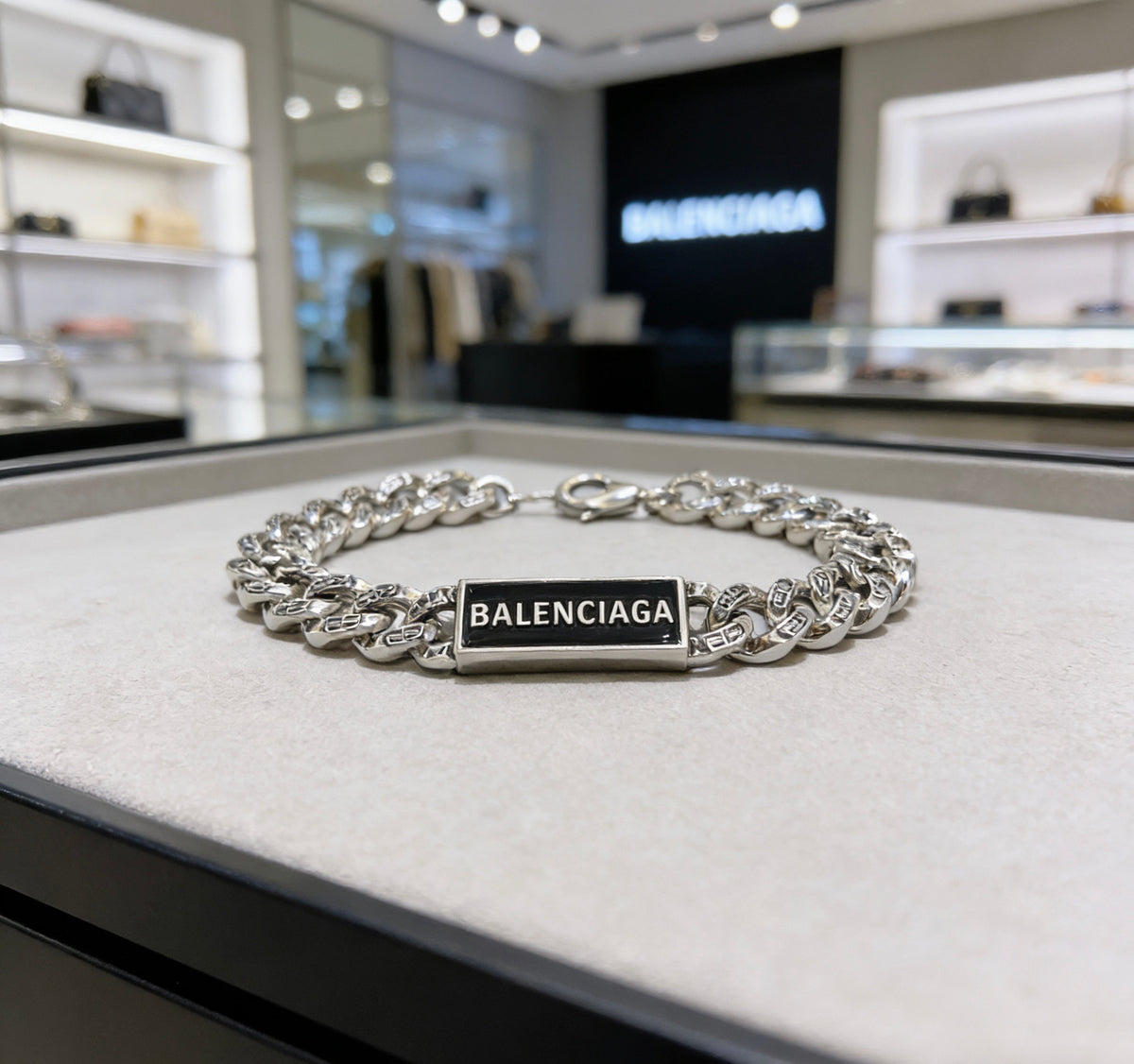 Geometric Emblem Bracelet in Polished Metal-Tone – Design 037 styled product view