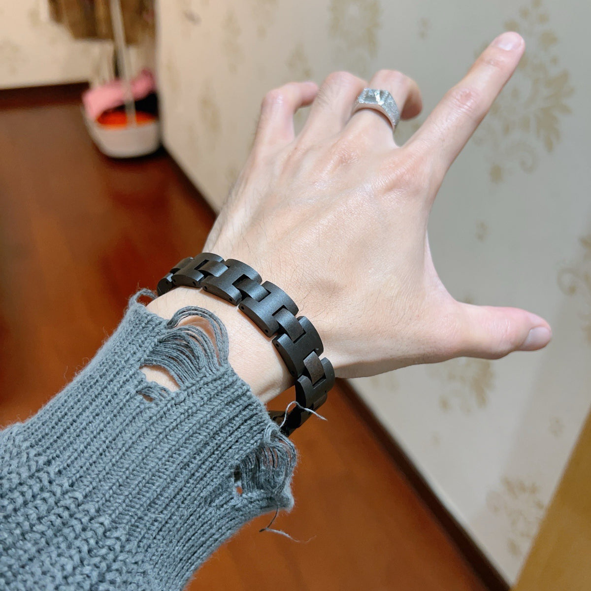 Geometric Emblem Statement Ring in Polished Metal-Tone – Design 125 main product view