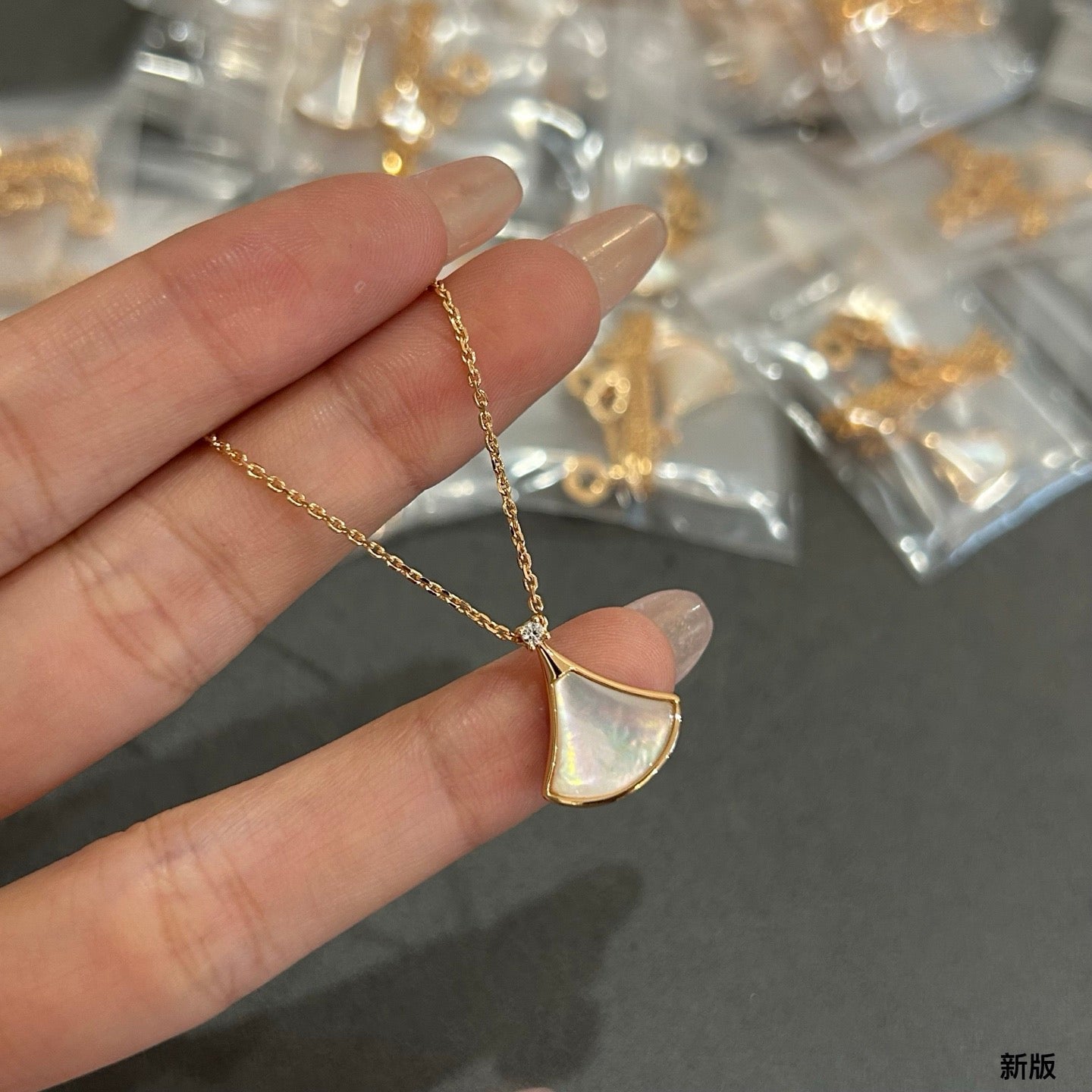 Geometric Emblem Pendant Necklace in Polished Metal-Tone – Design 010 main product view