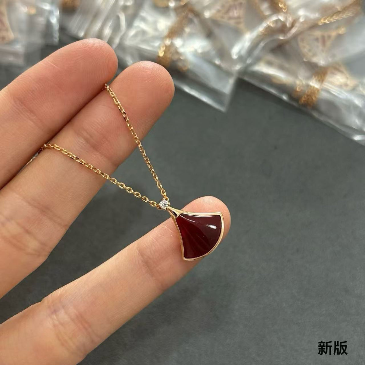 Geometric Emblem Pendant Necklace in Polished Metal-Tone – Design 011 main product view