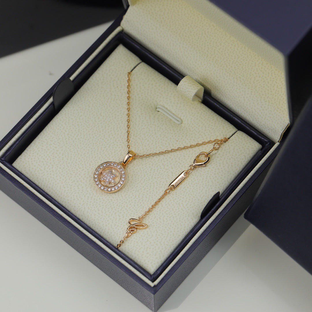 Signature Emblem Crystal-Accent Pendant Necklace – Design 021 close-up detail