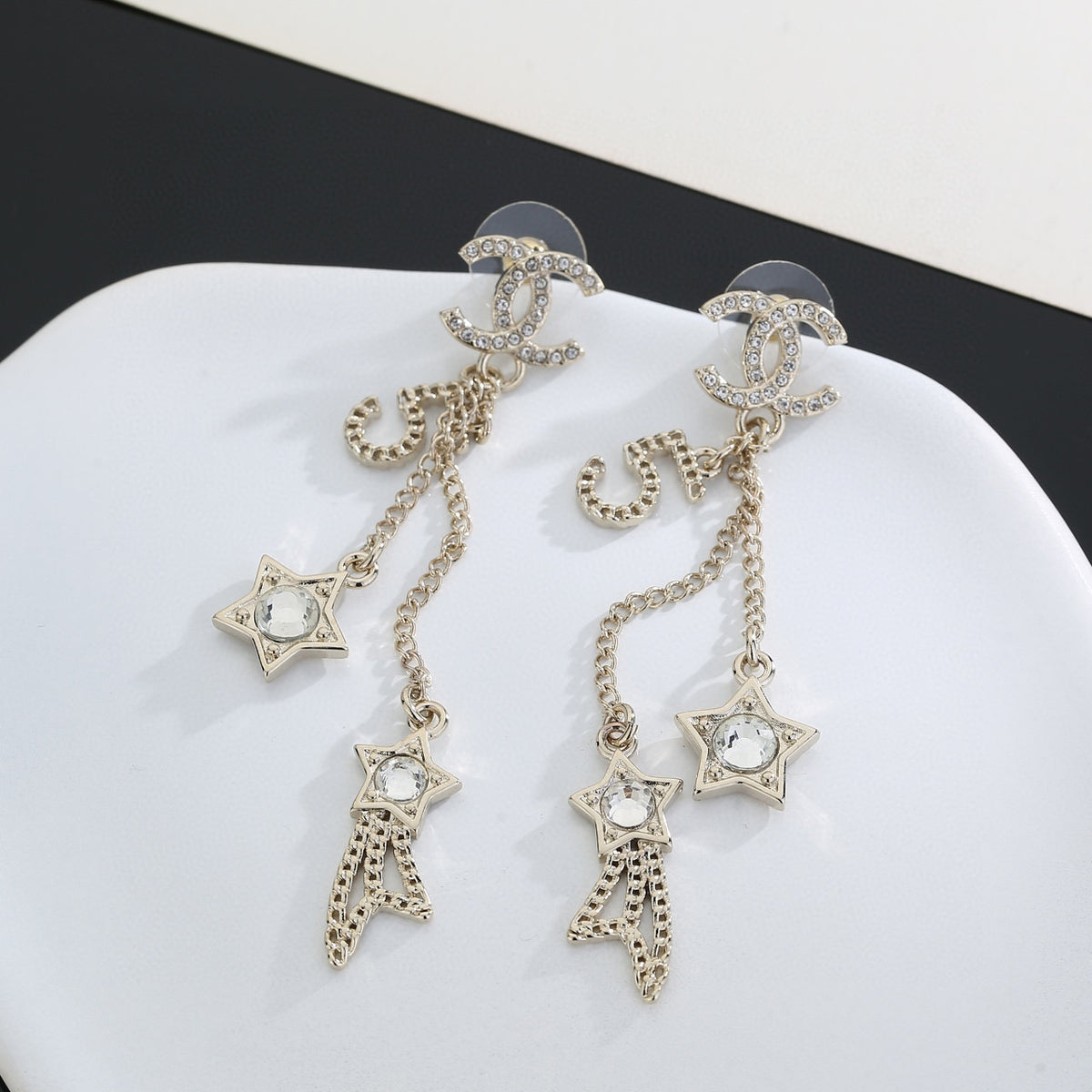 Signature Emblem Stud Earrings in Gold-Tone – Design 064 detail view