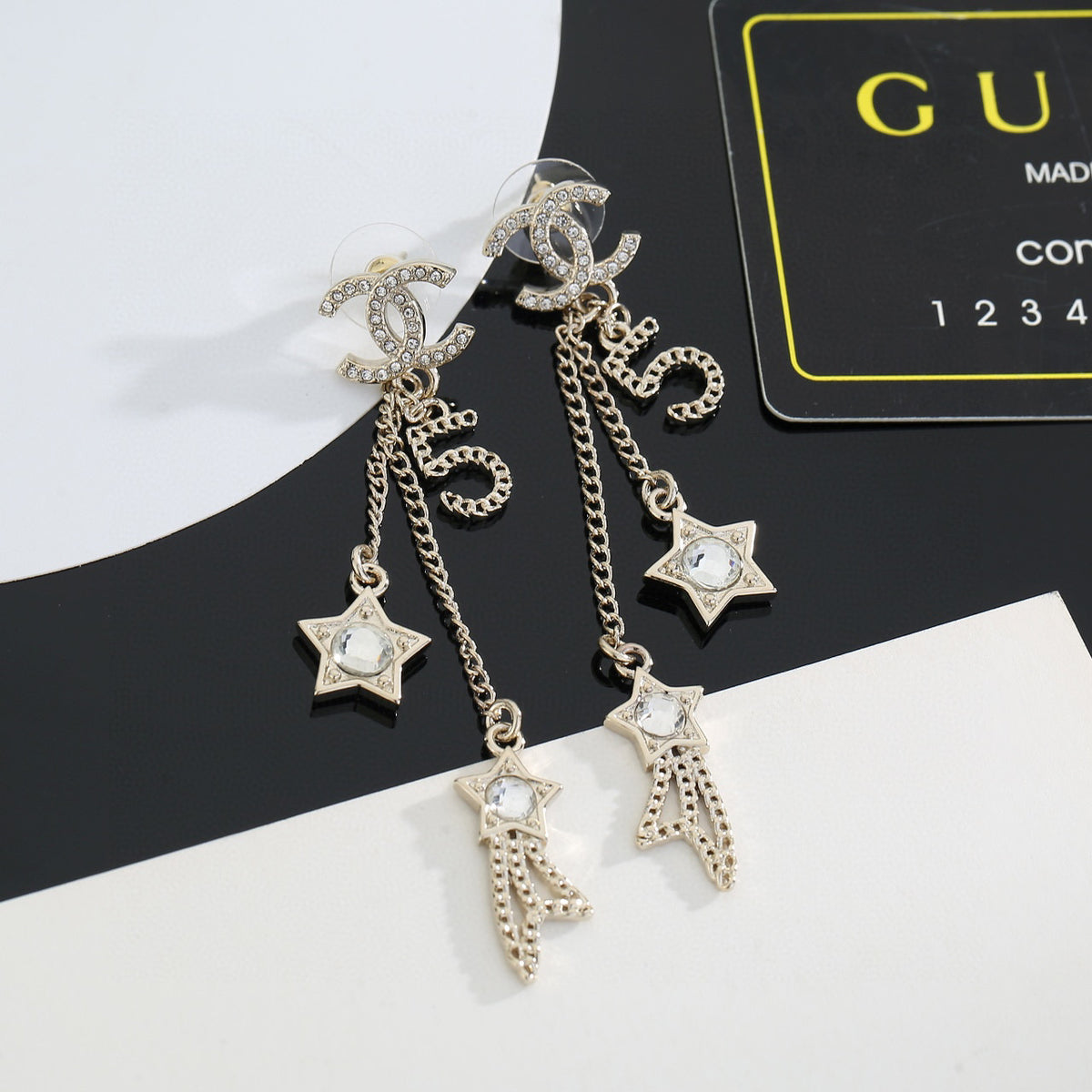 Signature Emblem Stud Earrings in Gold-Tone – Design 064 main product view